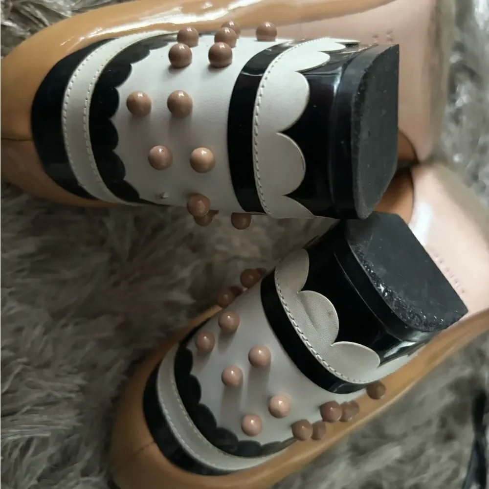 Red valentino runway dress shoes studded heels polka dot 3d ball baby doll pumps